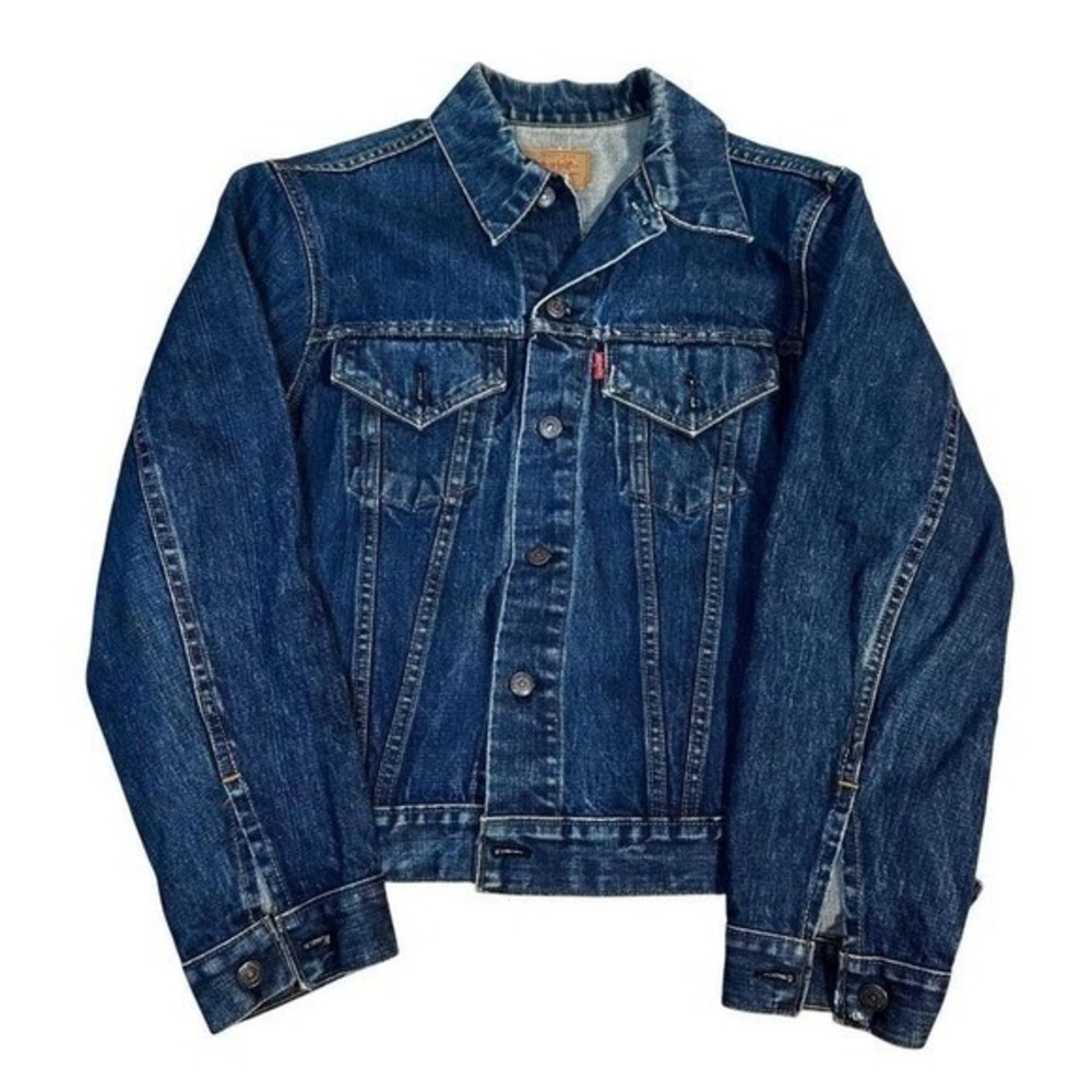Levi Strauss Co Denim Trucker Jacket Dark Wash Classic Style Mens small VTG